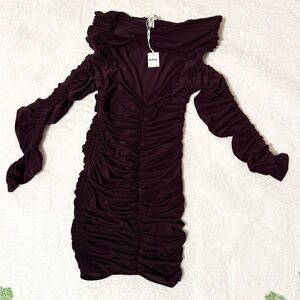 KHY Long Sleeve Ruched Mini Dress